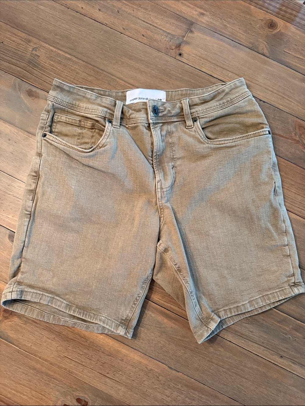 Paper Denim & Cloth Khaki Denim Shorts - Size 28